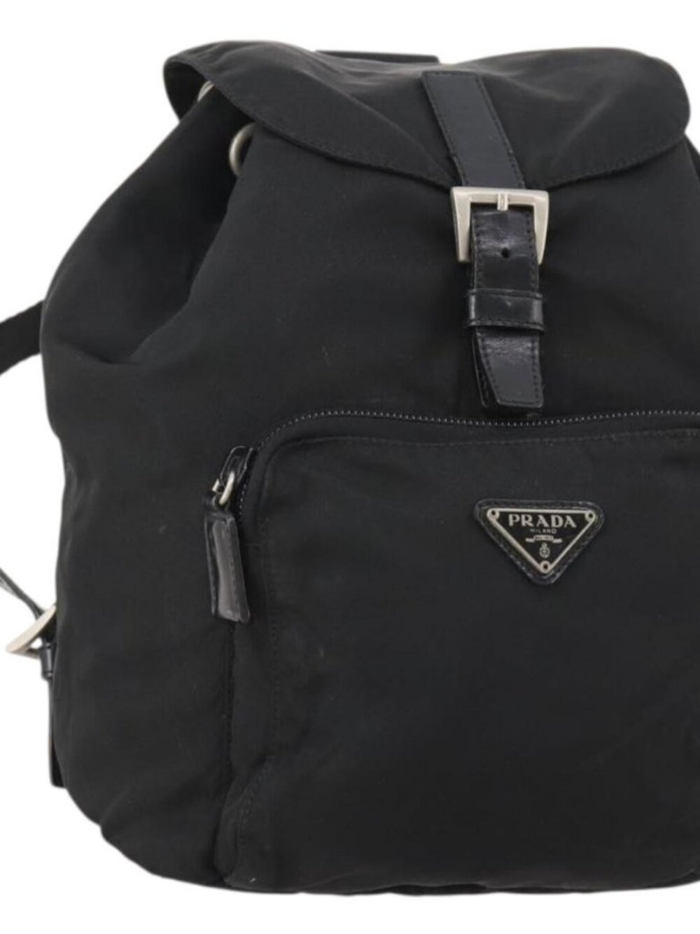 PRADA Backpack Nylon Black Silver Auth 183221